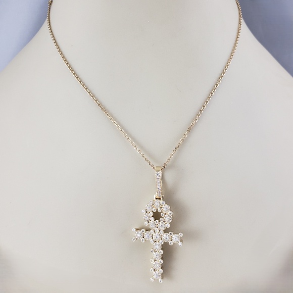 14 Karat Yellow Gold and Diamond Ankh Cross Pendant #21254 - Picture 7 of 8